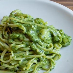 Trenette with Genoese pesto from Trattoria Cavour like Pixar's Luca