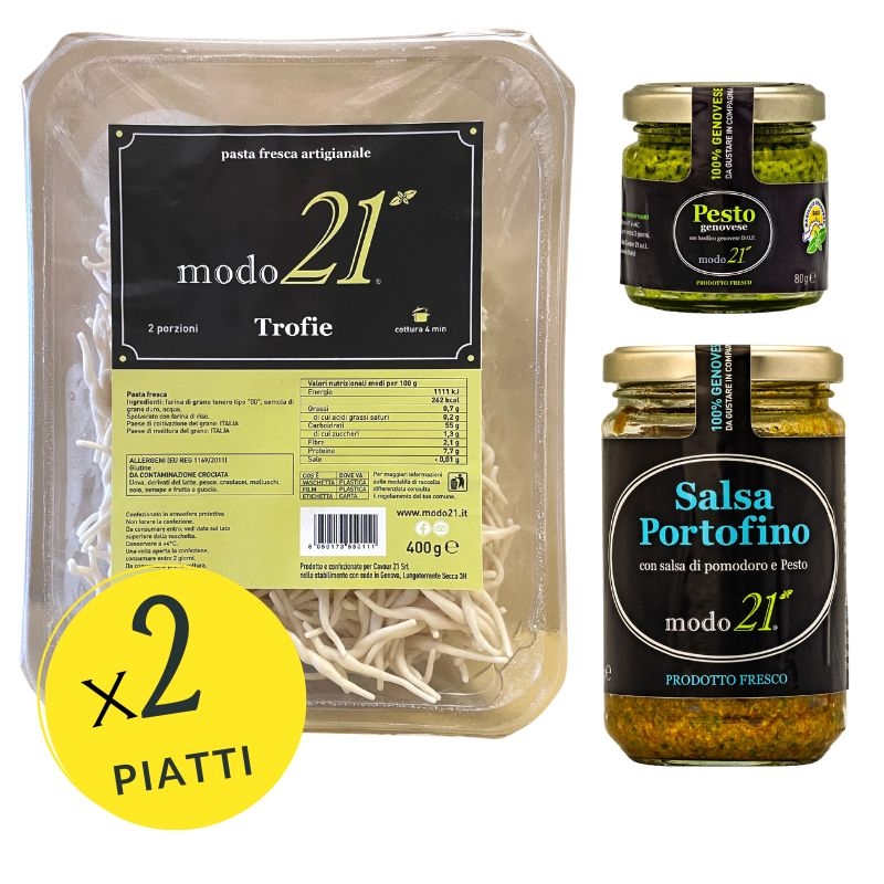 Frischen Trofie-Pasta, Pesto und Portofino-Sauce (x2 Gerichte)