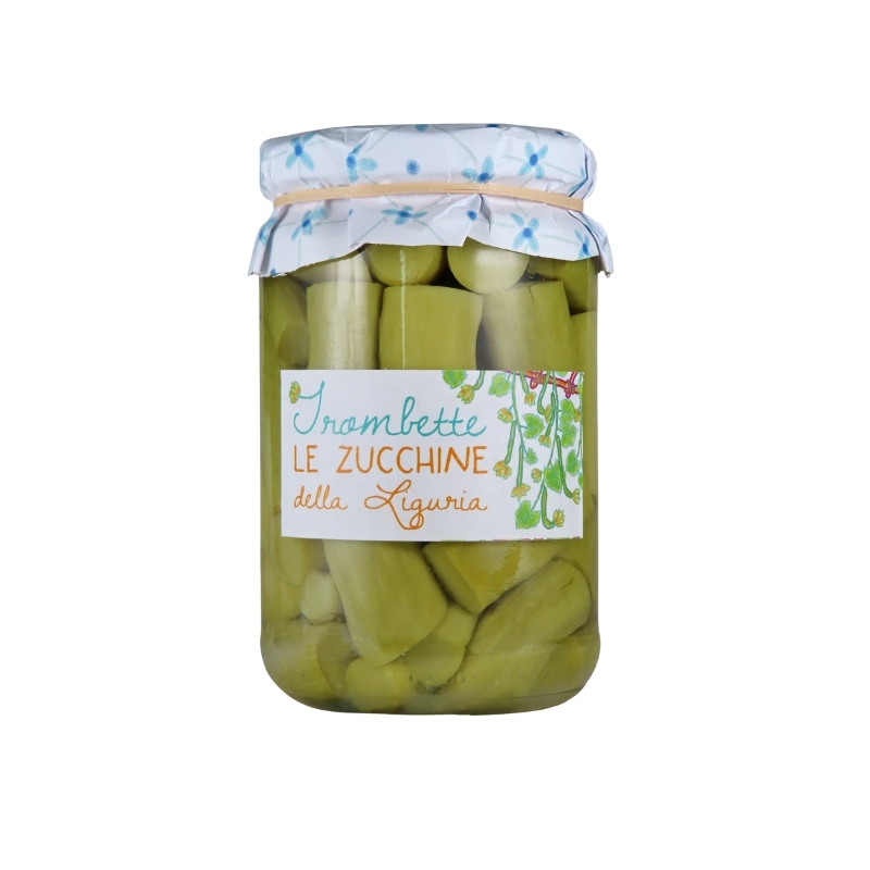 Confezione di Zucchine trombetta di Albenga prodotte da Baita & Galleano.