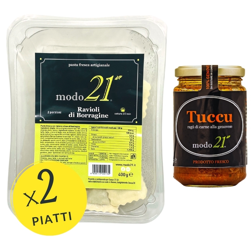 Borage Ravioli and Genoese Meat sauce (x2 meals)
