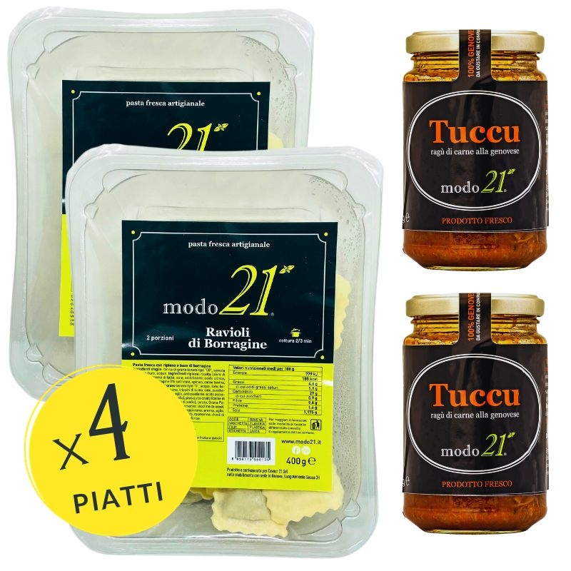 Borage Ravioli and Genoese Meat sauce (x4 meals)