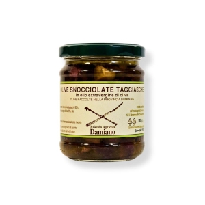 Entsteinte Taggiasca-Oliven in nativem Olivenöl extra 180g